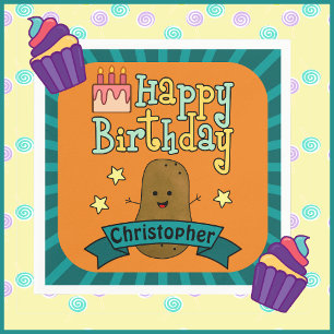 Fun Happy Birthday Potato Personalized Napkin