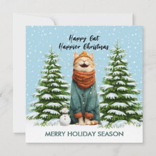 *Fun Happy Cat Happier Christmas Holiday Card