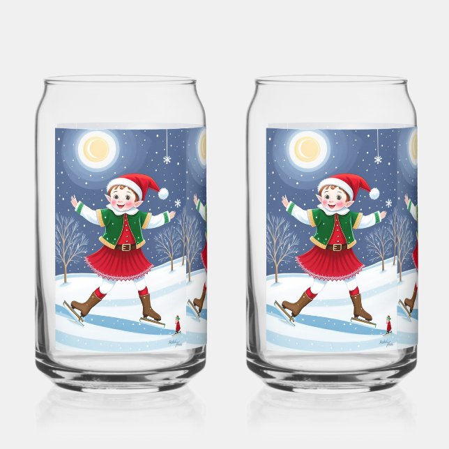 Fun Happy Elf Drinkware Set Can Glass (Front)