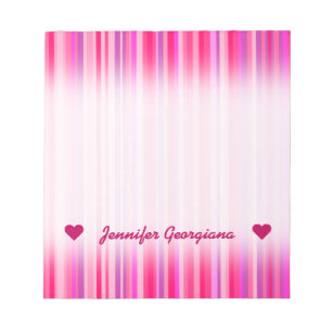 Fun, Happy, Girly Pink and Purple Stripes Pattern Notepad