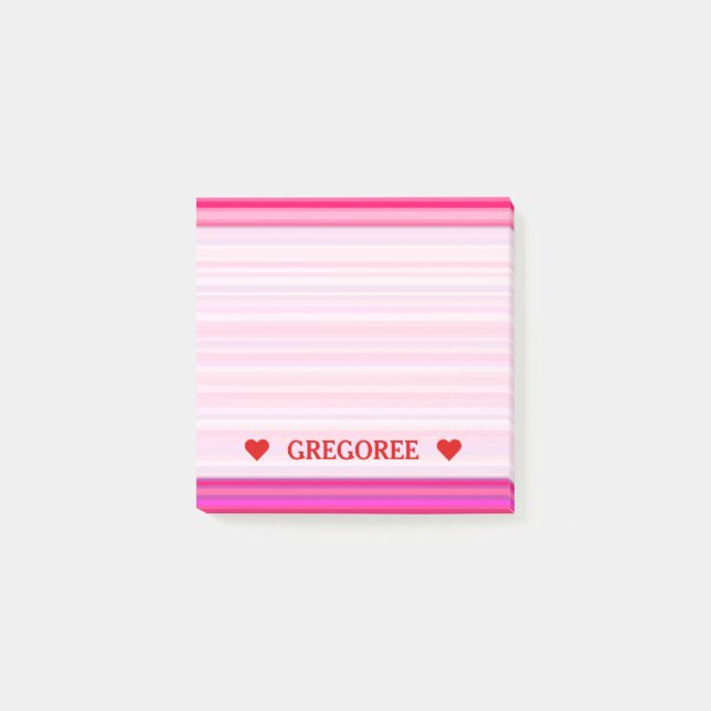 Fun, Happy, Girly Pink and Purple Stripes Pattern Post-it Notes (Front)