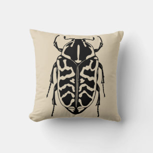 Fun Happy Halloween Beetle Insect Throw Pillow