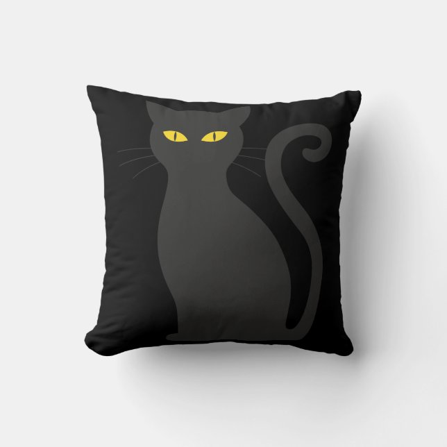 Fun Happy Halloween Cat Throw Pillow (Front)