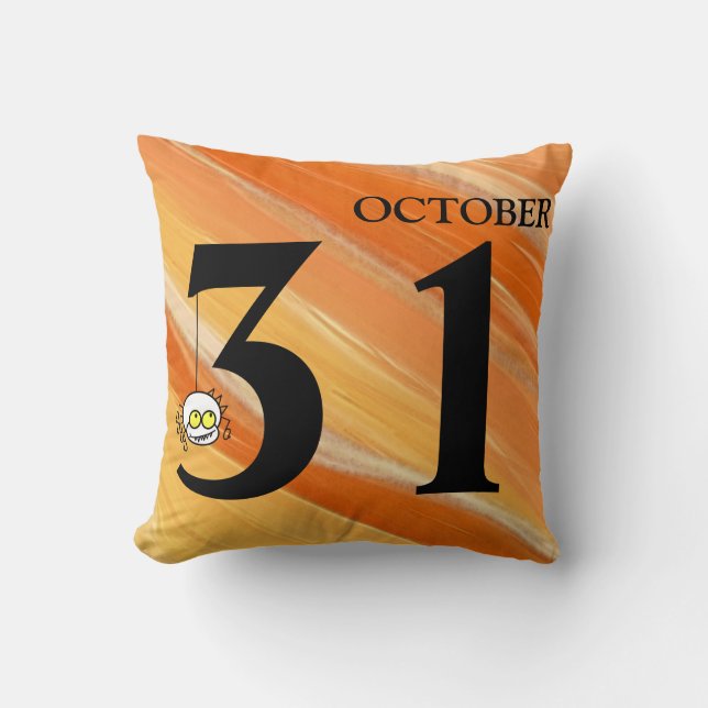 Fun Happy Halloween October 31st Throw Pillow (Front)