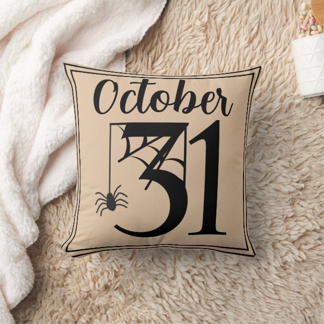 Fun Happy Halloween October 31st Throw Pillow (Blanket)