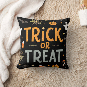 Fun Happy Halloween October 31st Trick or Treat Throw Pillow