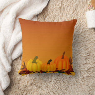 Fun Happy Halloween Pumpkin Cat Throw Pillow