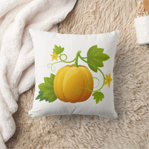 Fun Happy Halloween Pumpkin Crow Throw Pillow