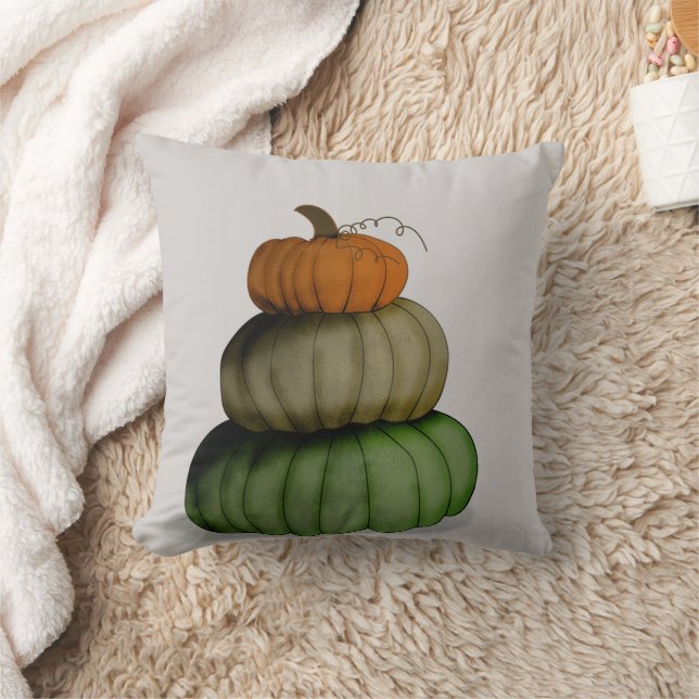 Fun Happy Halloween Pumpkin Crow Throw Pillow (Blanket)