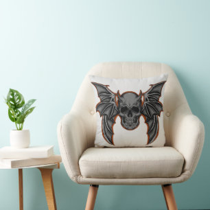 Fun Happy Halloween Skull Throw Pillow