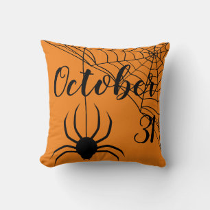 Fun Happy Halloween Spider October 31st Throw Pillow