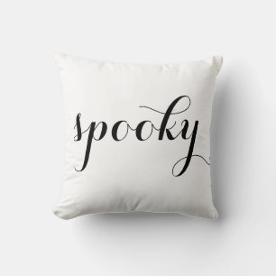 Fun Happy Halloween Spooky Black & White Stripe Throw Pillow