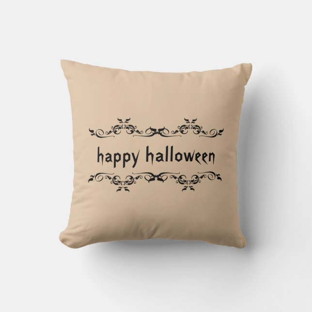Fun Happy Halloween Throw Pillow (Front)