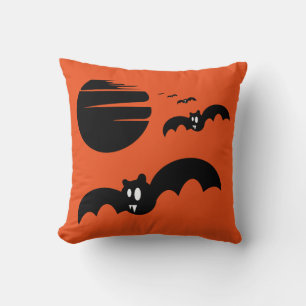 Fun Happy Halloween Trick or Treat Bats Throw Pillow