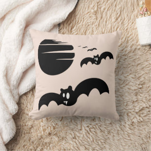 Fun Happy Halloween Trick or Treat Bats Throw Pillow
