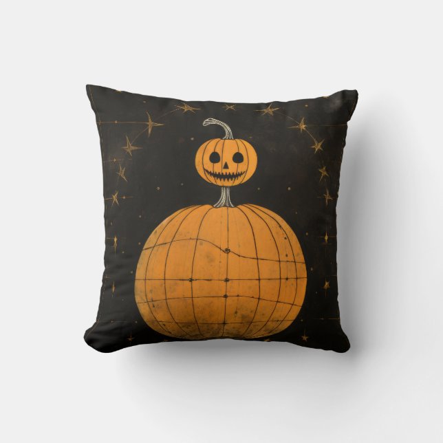 Fun Happy Halloween Trick or Treat Bats Throw Pillow (Front)