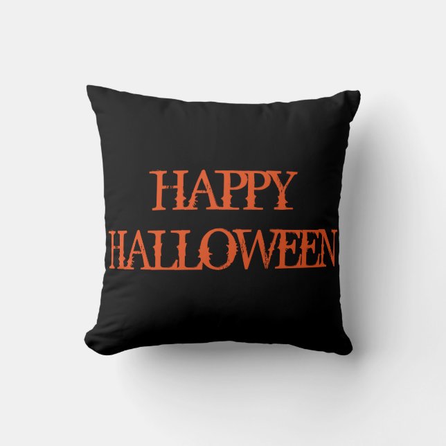 Fun Happy Halloween Trick or Treat Spider with Web Throw Pillow (Front)