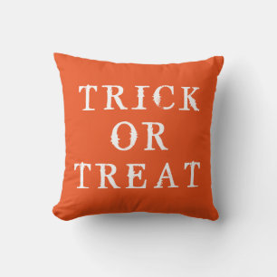 Fun Happy Halloween Trick or Treat Throw Pillow