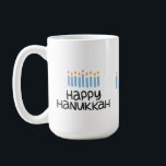 Fun Happy Hanukkah cute typography 15 oz Mug<br><div class="desc">Two-sided printing with this whimsical typography Happy Hanukkah Mug. Designed for 15 oz mug / 11 oz mug is also available. Dishwasher/Microwave sale.</div>