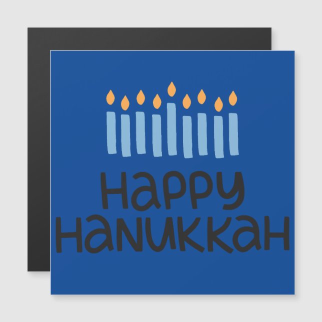 Fun Happy Hanukkah Menorah Magnetic Greeting Card (Front/Back)