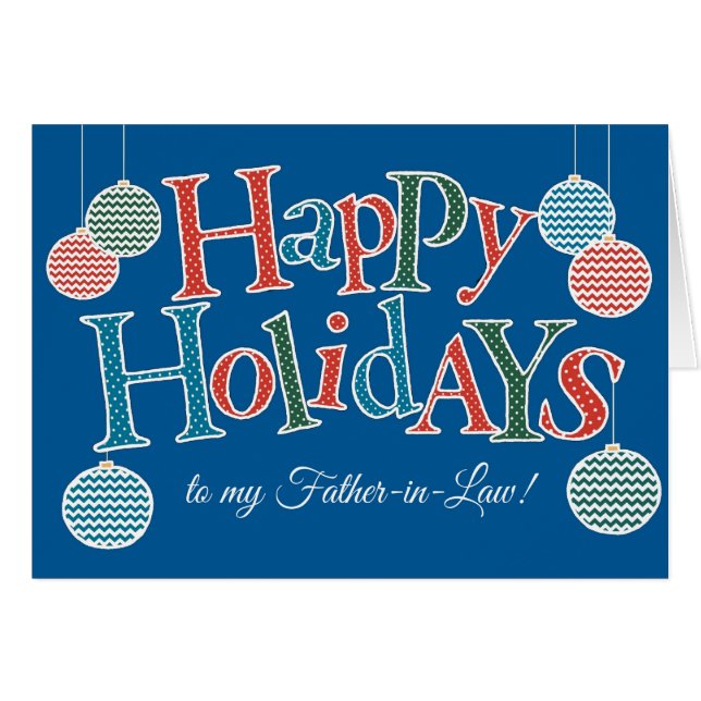 Fun Happy Holidays for Father-in-law Baubles (Devant horizontal)