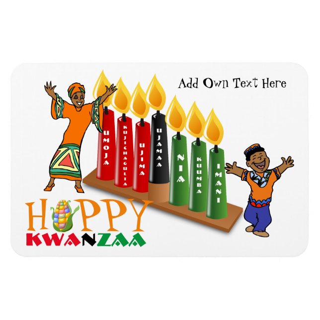 Fun Happy Kwanzaa 7 Principles Personalized Magnet (Horizontal)