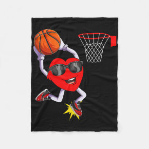 Fun Heart Dunking Bysketbyll Sport Lovers Valentin Fleece Blanket