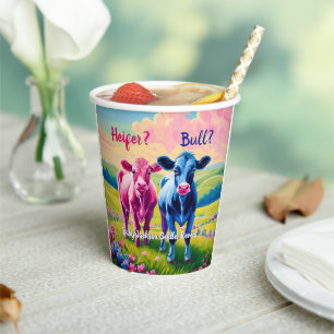 Fun Heifer or Bull Gender Reveal  Paper Cups