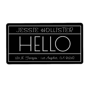Fun "Hello" Adresse de retour Black & White Livrai