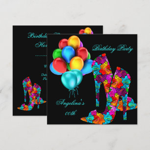 FUN High Heel Shoes Birthday Party Balloons Invitation