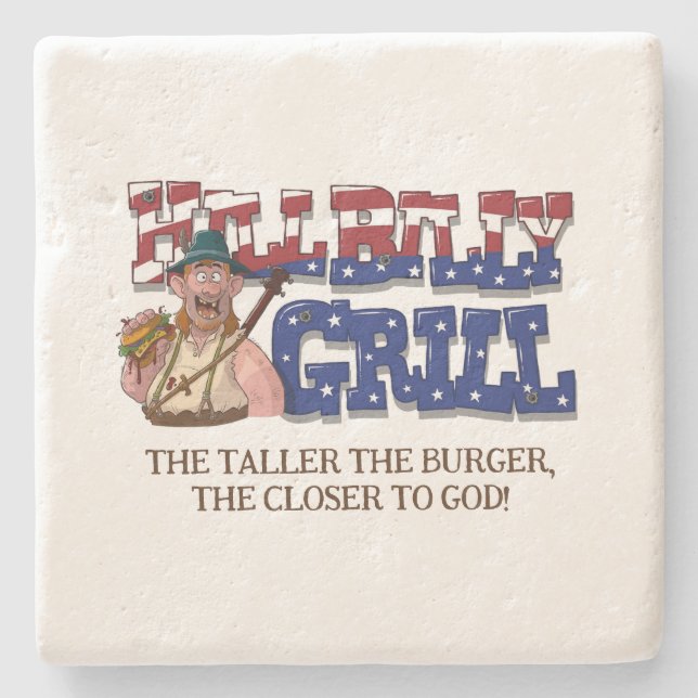 Fun HillBilly Grill Denmark Stone Coasters! Stone Coaster (Front)
