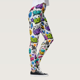 Fun Hip Hop Style Colourful Graffiti Print Leggings