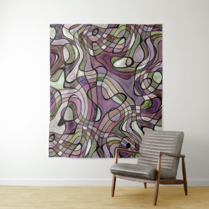 Fun Hip Purple Violet Black Mosaic Art Pattern Tapestry