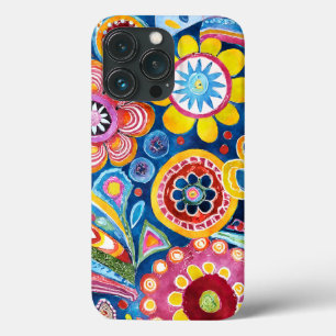 Fun Hippie Flower Patterned iPhone 13 Pro Case