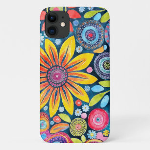 Fun Hippie Flower Patterned iPhone 11 Case