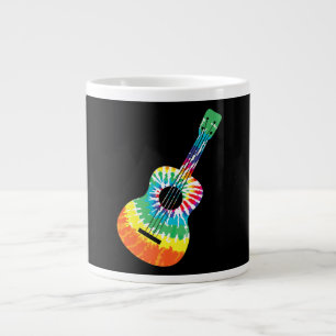 Fun Hippie Rainbow Tie Dye Acoustic Guitar Premium Large Coffee Mug