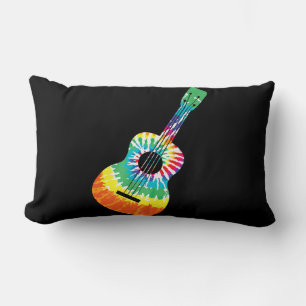 Fun Hippie Rainbow Tie Dye Acoustic Guitar Premium Lumbar Pillow