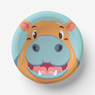Fun Hippo Face safari Wild jungle Birthday Party Paper Plate