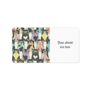 Fun,hipster,cat,pattern,trendy,cute,girly,modern, Label