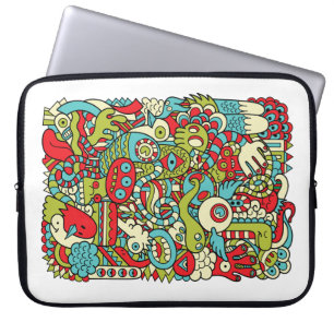 Fun Hipster Doodle Laptop Sleeve