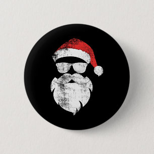 Fun Hipster Santa Face With Hat Beard And Gles Chr 2 Inch Round Button