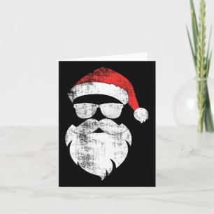 Fun Hipster Santa Face With Hat Beard And Gles Chr Card