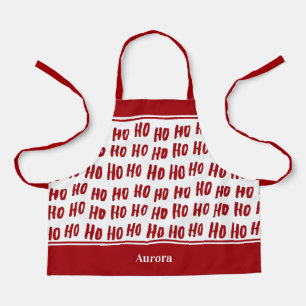Fun Ho Ho Ho Red Holiday Pattern Christmas Kids Apron