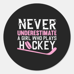 Fun Hockey Art For Girls Women Field Hockey Player Classic Round Sticker