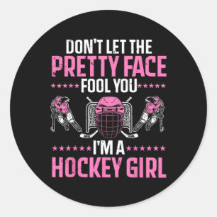 Fun Hockey Art For Women Girls Hockey Player Sport Classic Round Sticker