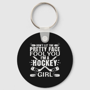 Fun Hockey Art For Women Girls Hockey Player Sport Keychain