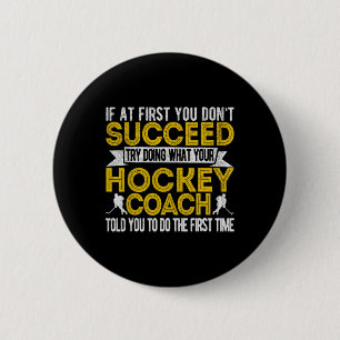 Fun Hockey Coach Ice Hockey Team Coach Retro  2 Inch Round Button