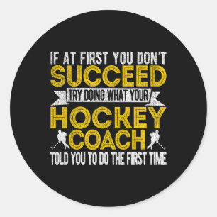 Fun Hockey Coach Ice Hockey Team Coach Retro  Classic Round Sticker