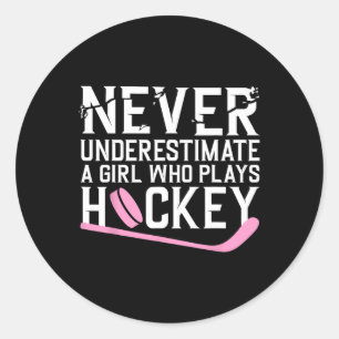 Fun Hockey For Women Girls Ice Hockey Player Hocke Classic Round Sticker