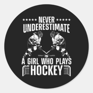 Fun Hockey For Women Girls Ice Hockey Player Hocke Classic Round Sticker